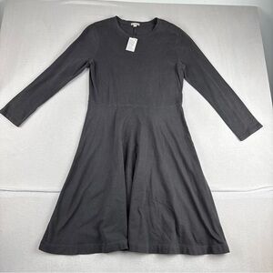 New! Gap Womens A-Line Gray Dress Large 100% Long Sleeve Cotton Knee Length
